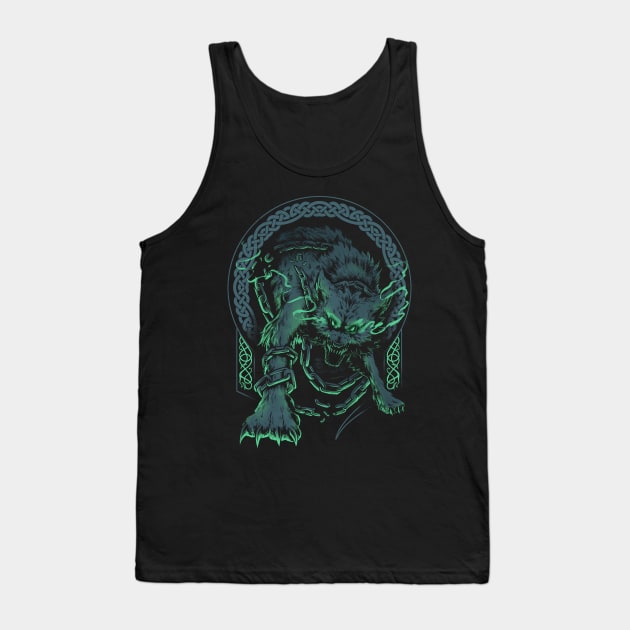 Norse Fenrir Wolf Ragnarok Viking Mythology Tank Top by Blue Pagan